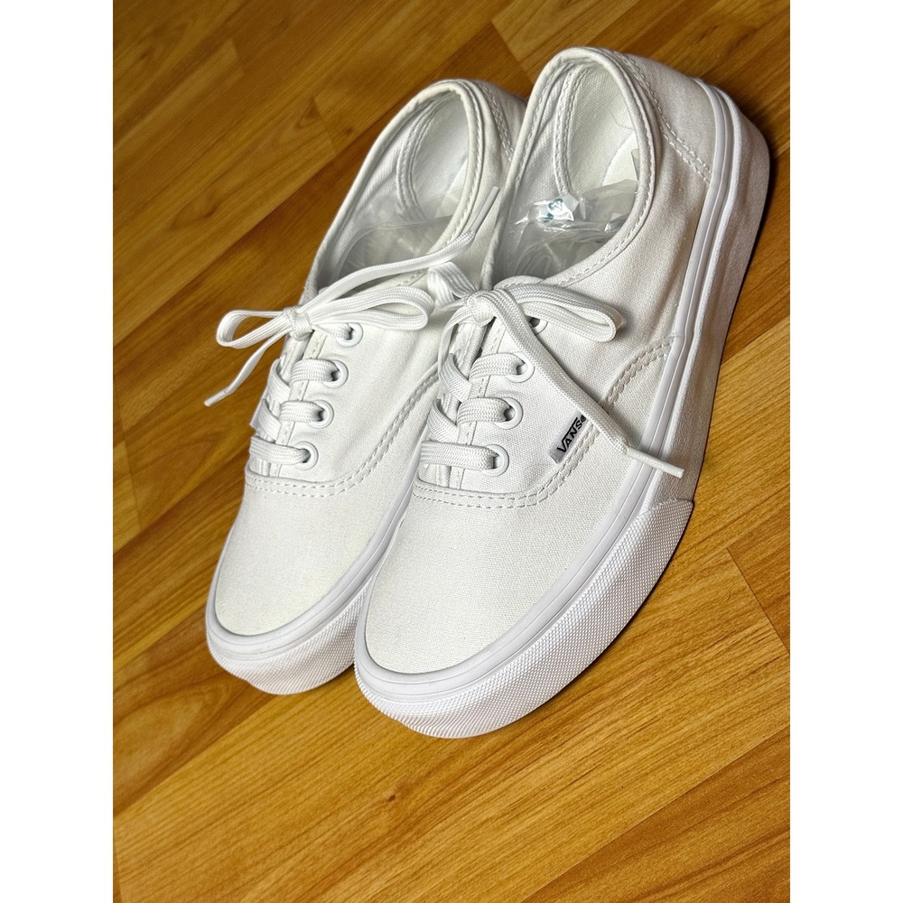 Vans Authentic True White Canvas Low Top Sneakers Womens 6.5 Mens 5.0 Sanitized